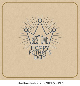 Fathers day card. Cardboard background. Vector illustration, EPS 8.