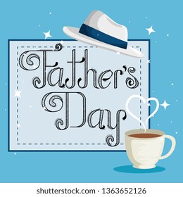 fathers day card with coffee cup and hat