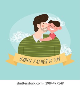 fathers day card with dad and son