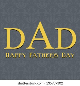 Father's Day card, with dim gray damask. Vector eps10, illustration.