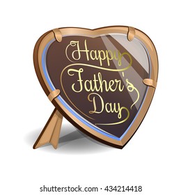 Father's Day card. Frame in the shape of a heart with an inscription - Happy Father's Day. Vector illustration