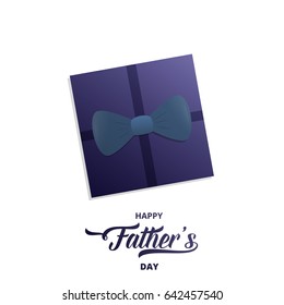 Fathers Day card. Gift box with bow tie and trendy typography