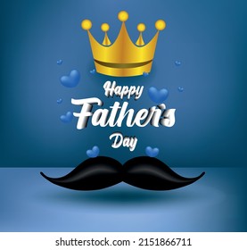 Father's day card with hat, glasses and mustache symbol. Greetings and gifts for Father's Day. father's day banner