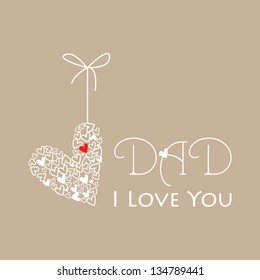 Father's Day card, with hearts. Vector eps10, illustration.