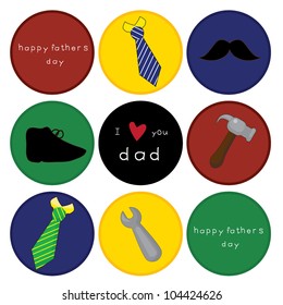 father's day card with icons objects represents father