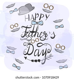 Father's Day Card with  lettering.  vector illustration