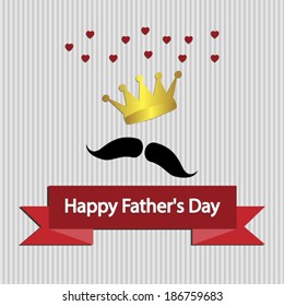 Father's Day card , with mustache.Vector eps10, illustration.
