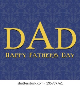 Father's Day card, with navy damask. Vector eps10, illustration.