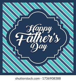 fathers day card on label and stripe background. vector illustration
