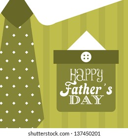 fathers day card over green background. vector illustration