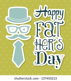 fathers day card over green background. vector illustration