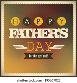 Father's day card with retro design elements. Vector illustration.