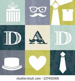 fathers day card, retro style. vector illustration