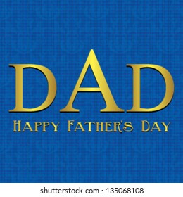 Father's Day card, royalblue and gold. Vector eps10, illustration.