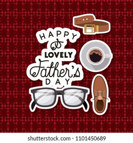 fathers day card with set accessories over textile background