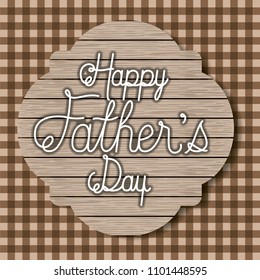 fathers day card with textile background and wooden frame