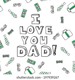 Fathers day card. Vector illustration. Sketchnote style