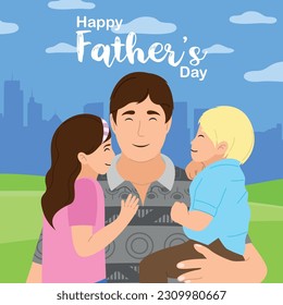 Father's day card, vector illustration