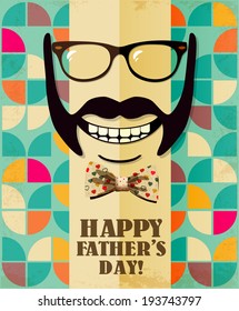 Father's day card in vintage hipster style.  Daddy. Smile.