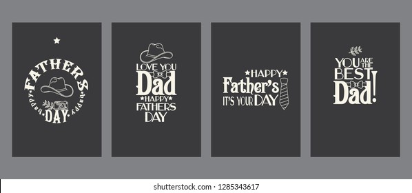 Father's day cards templates kit, universal design for posters, flyers, web- sites, scrapbooking 