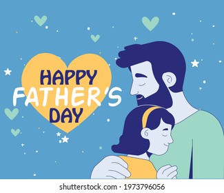 father's day cartoon. father give warm hug.It can used in t-shirt, postcard, banner, header, poster, invitation.