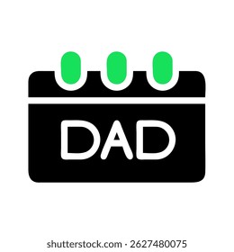 Father's Day celebration icon with green accents on a black calendar design