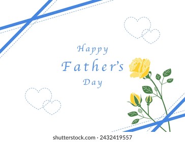 Father's Day celebration template, simple frame with roses and hearts, card frame