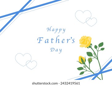 Father's Day celebration template, simple frame with roses and hearts, card frame