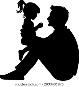 Father's Day celebration vector illustration with father and daughter silhouette
