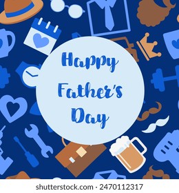 Father's Day Celebration: Whimsical Illustration with Festive Icons