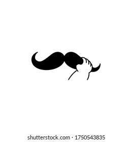 Father's Day. The child's hand holds on to the dad's mustache. Logo, symbol, icon for the day of the holiday. Illustration, isolated vector.