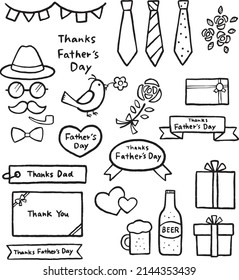 Father's Day clip arts set, line art.