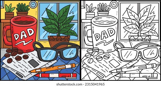 Fathers Day Coffee and Eyeglasses Illustration