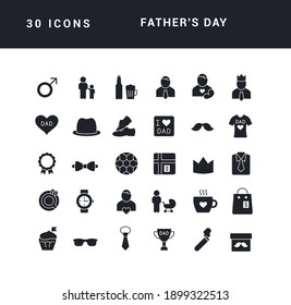 Father's Day. Collection of perfectly simple monochrome icons for web design, app, and the most modern projects. Universal pack of classical signs for category Holidays.