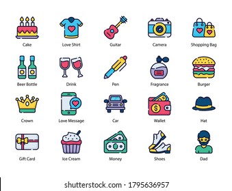 fathers day color line icon isolated on white background