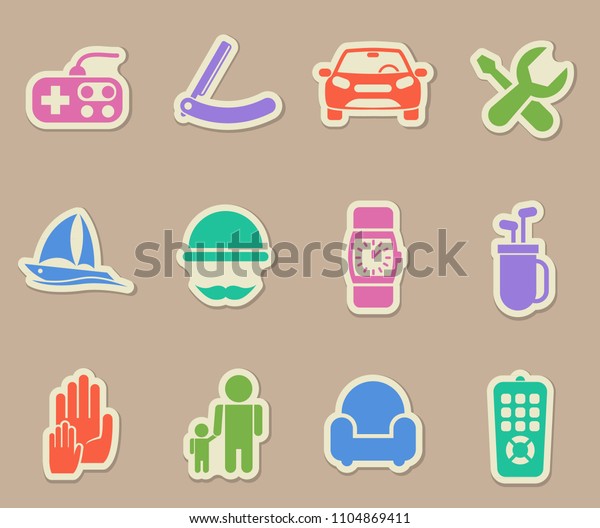 fathers day\
color vector icons on paper\
stickers