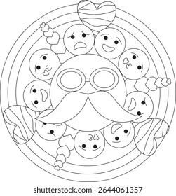 fathers day coloring page hearts love dad day