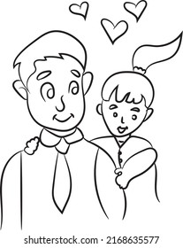 Father's Day Coloring Page Illustration Vector