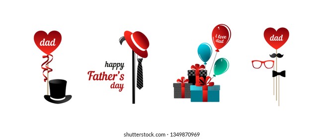 Fathers day. Composition for your design - banners, posters, placards, brochures, flyers etc. Eps10 vector template.