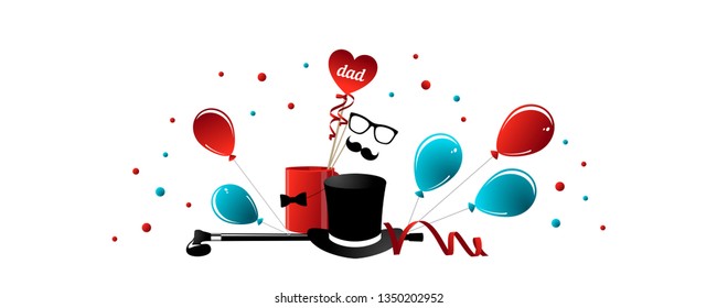 Fathers day. Composition for your design - banners, posters, placards, brochures, flyers etc. Eps10 vector template.