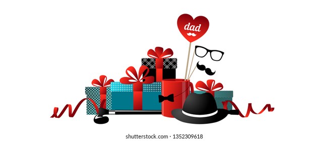 Fathers day. Composition for your design - banners, posters, placards, brochures, flyers etc. Eps10 vector template.