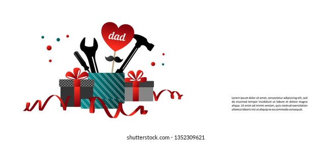 Fathers day. Composition for your design - banners, posters, placards, brochures, flyers etc. Eps10 vector template.
