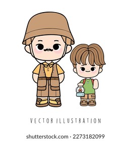 father's day concept with boy and father vector illustration