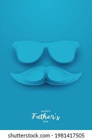 Father's day concept composition in minimalistic modern paper cut style. Vertical background template for card, banner, poster, cover. Bright design element. Creative vector illustration.