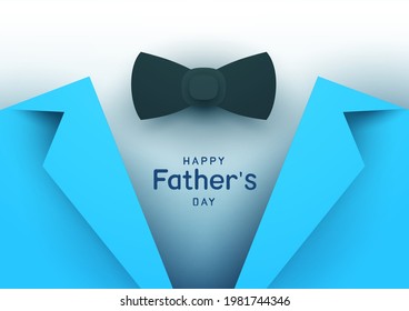 Father's day concept composition in minimalistic modern paper cut style. Horizontal background template for card, banner, poster, cover. Bright design element. Creative vector illustration.