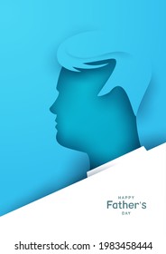 Father's day concept composition in minimalistic modern paper cut style. Vertical background template for card, banner, poster, cover. Bright design element. Creative vector illustration.