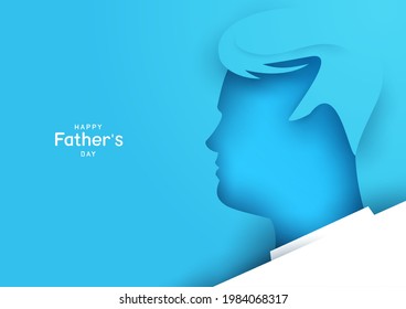 Father's day concept composition in minimalistic modern paper cut style. Horizontal background template for card, banner, poster, cover. Bright design element. Creative vector illustration.