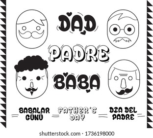 Father's Day Concept. Different Father Types. Cartoon style emoji. Vector Illustration