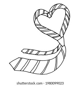 Father's day concept. Simple hand drawn black and white tie isolated on white. Necktie symbol. Vector illustration. Doodle post card template.