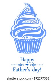 Father's day cupcake. Happy Father's Day card. Vector Illustration 